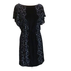 Black velvet WHBM dress with flowy sleeves